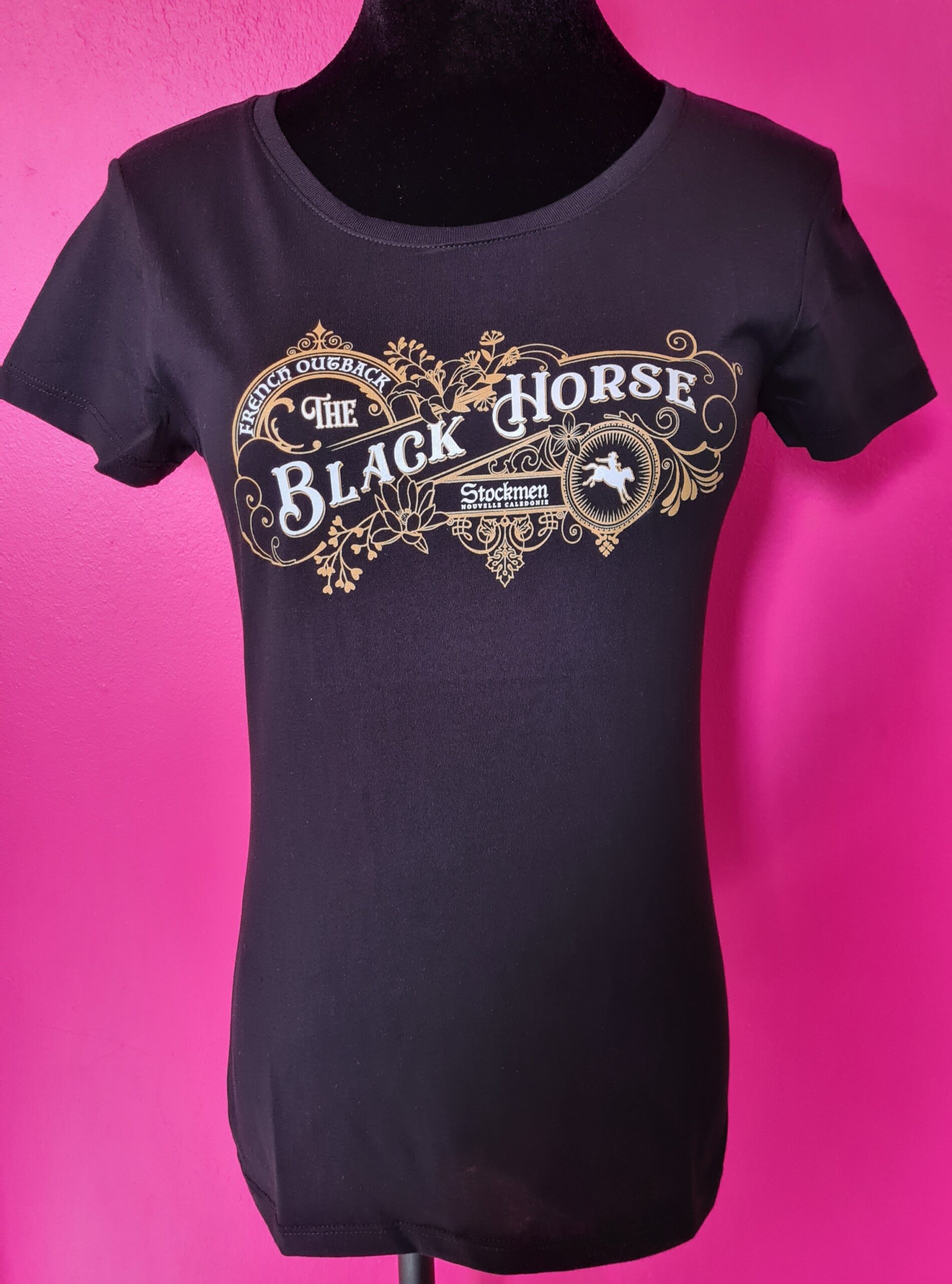 T-Shirt STOCKMEN FEMME BLACK HORSE NOIR